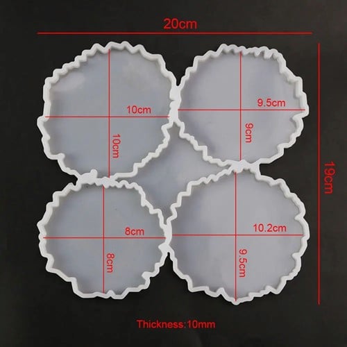 Siliconenmal Set 4 onderzetters glazen bloemvorm Epoxy resin 16 cm per set