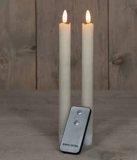 LEDkaars 3D Flame Candle Rustiek Ivory Old White Anna's Collection met afstandsbediening D 2,5 H 23 cm 2 stuks