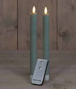 LEDkaars 3D Flame Candle Rustiek Jade Groen Anna's Collection met afstandsbediening D 2,5 H 23 cm 2 stuks