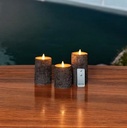 LEDkaarsenset Berkenschors Donker 3D Flame Moving Flame Anna's Collection met afstandsbediening 7,5x10/12,5/15 cm 3 stuks