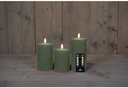 LEDkaars 3D Flame Wax Candle Rustiek Jade Groen Anna's Collection met afstandsbediening 7,5x10/12,5/15 cm 3 stuks