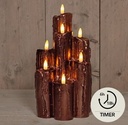 LEDkaarsenset Brons Wax Dripped Druipkaarsen Anna's Collection met timer 15,5x25,5 cm 7 stuks