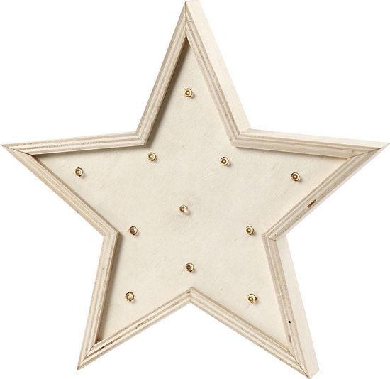Ster van Triplex met verlichting Licht box, H: 26 cm, D: 3,5 cm