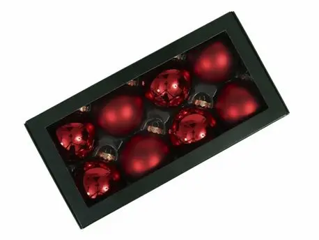 Kerstballen Glas Rood Combi mat glans 8 cm Set van 8