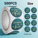 Sluitstickers etiketten Handmade luxe editie rond etiket 2,5 cm rol 500 labels  