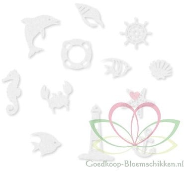 [A-010820] Vilt Sortiment Maritiem Wit Pakje 12 stuks