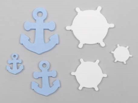 [A-013248] Stuurwiel en Ankers Maritiem Hout Set 12 stuks