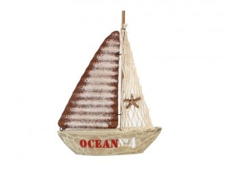 [A-015518] Zeilboot Metalen Zeil Old Rood/Blauw Maritiem