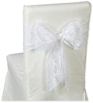 [A-011949] Kant lint Wit breed Stoelversiering 20 cm x 275 cm