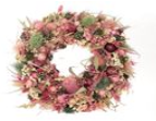 [A-023872] Krans Droogbloemen Fleuri Pink/Groen 40 cm