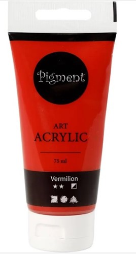 [A-027387] Allesverf Acryl Semi glanzend semi dekkend Primair Rood Vermilion 75 ml