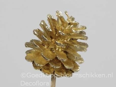 [A-016125] Dennenappels op draad/stick Grootverpakking Goud doos ca. 600st Bulk