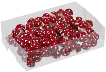 [A-022490] Paddenstoeltjes Rood met Witte Stippen 22 mm ca. 96 stuks
