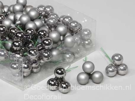 [A-006541] Balletjes op draad Titan Grey combi 2 cm doos 144 stuks