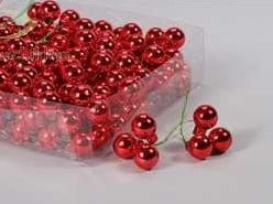 [A-008871] Balletjes op draad Kerst Rood glans 2 cm doos 144 stuks