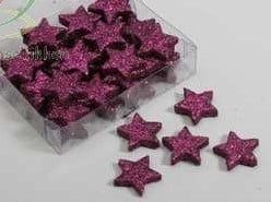 [A-008949] Glittersterren Fuchsia Lilac 25 mm doosje 
