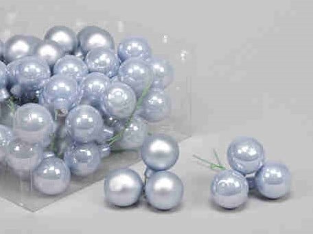 [A-014295] Kerstballen op draad Artic Blue glans mat combi 3 cm doos 72 stuks