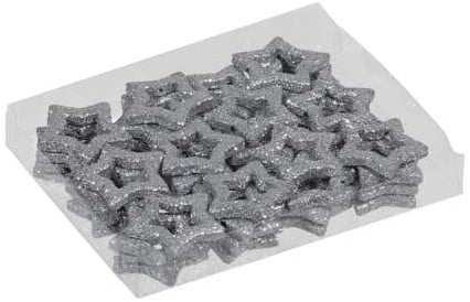 [A-024653] Glittersterren Zilver open sterren 3.5 cm doosje 48 stuks