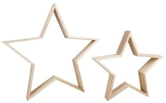 [A-027027] Houten Stervormen set 2 stuks 35 cm en 24,5 cm breedte rand 4 cm