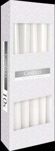 [A-023547] Taper Kaarsen Wit 25x2,2 cm Set 10 stuks