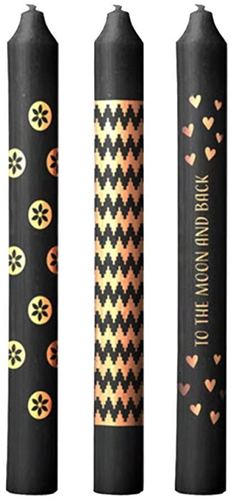[A-026068] Pimped Candles Kaarsen To the moon Ø2,2 h.20 cm Black Goud Set 3 stuks