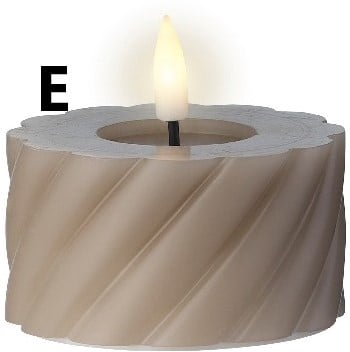 [A-027118] LED Waxinelicht Theelicht Max Wax Beige streep 7,5x6,5 cm per stuk