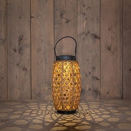 [A-027493] Solar Lantern Windlicht Bamboe Anna's Collection 18x18x32 cm per stuk