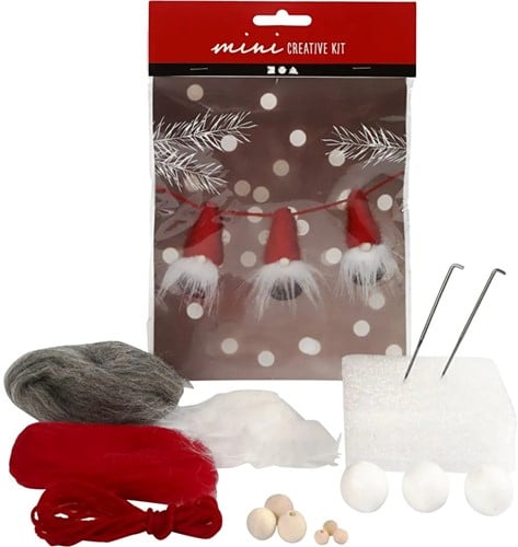[A-023498] DIYkit Pakket Hobbyset Kerstkabouter zelf maken Santa set 3 stuks