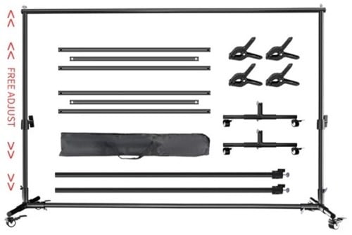 [A-025638] Standaard frame Flowerwall fotoshoot dubbele lat ca. 2,5x3 m met wielen verstelbaar demontabel in tas