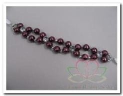 [A-004806] Parelband met Strass diamantjes en satijn, Paars/st  