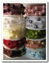 [A-004886] Parel Organza met parels 11 Wit rol 10 m