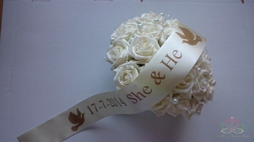 [A-010371-3] Lang lint voor over een boeket met eigen opdruk Ivory 75 cm extra lang 