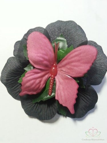 [A-009942] Polscorsage Angela Vlinder Zwart Fuchsia Simply klaar