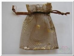[A-004542] Cadeauzakje giftbag Organza Golden Butterfly Brown Goud 7x9 cm