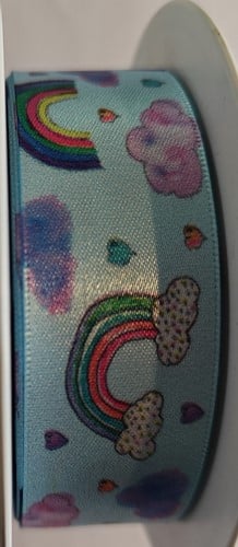 [A-027448] Lint Blue Satin Rainbow 25 mm x 20 m rol