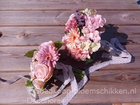 [A-016234] Bruidsboeket Maatwerk Brocante OudRoze Anna 