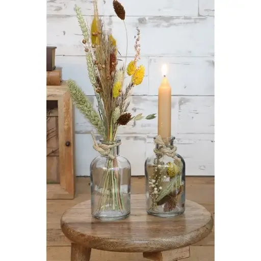 [A-015612] Glas Vaas Fles Riga voor Schelpen Kaarsen of Olielamp 12×7 cm