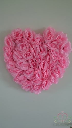 [A-011082] Hart Autodecoratie Zijden bloemen Roze met zuignappen 45x40 cm per stuk