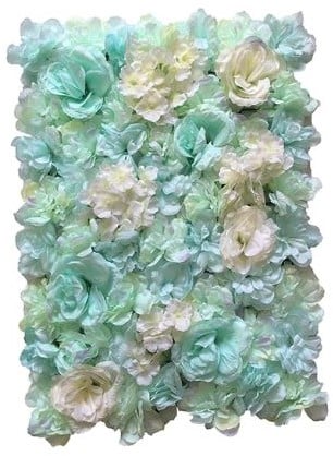 [A-023005] Flowerwall 40x60 cm 19 Zeegroen Lichtblauw Aqua Rozen en Hortensia kleurnr 5 combineren met kleur 19