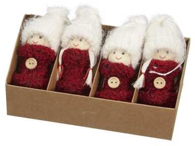 [A-019062] Meisjes kabouter hangers Rood 7 cm set van 4 stuks