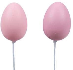 [A-023981] Gekleurde eieren op draad Roze 3x4 cm zak 12 stuks kunststof