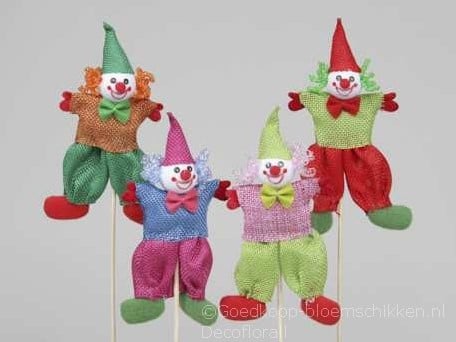 [A-015096] Clowntjes vrolijk gekleurd 14 cm 4 stuks