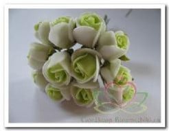 [A-005462] Mini Foam Roos Groen Creme 2 cm Doos 144 stuks