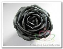 [A-006292] Foamroos Antraciet Zwart Glitter 7 cm