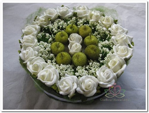 [A-008344] Taart Foambloemen Roos Cake Wit 15 cm