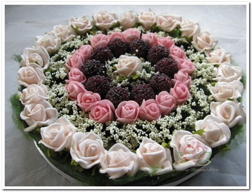 [A-008346] Taart Foambloemen Roos Cake Pink Roze 15 cm