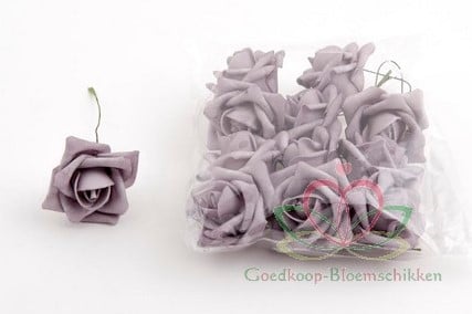 [A-009639] Foamroos Purple 6 cm Zak 12 stuks
