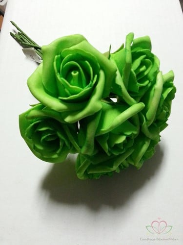 [A-009852] Foamroos Emilia Neon Groen 6 cm bundel 7 stuks