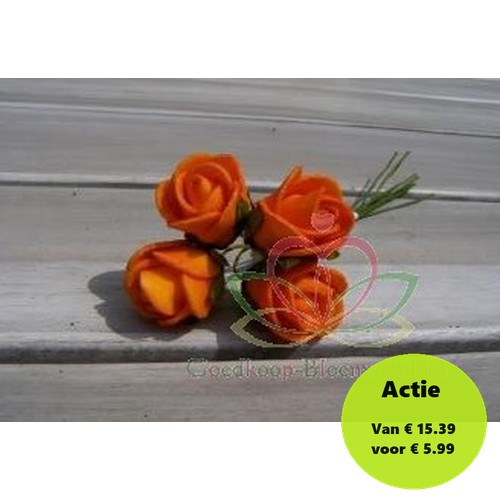 [A-010042] Mini Foam Roos Fel Oranje 2 cm Doosje 144 stuks