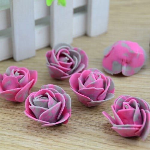 [A-011909] Foamroos Gemeleerd Los Pink Grijs 35 mm 50 stuks